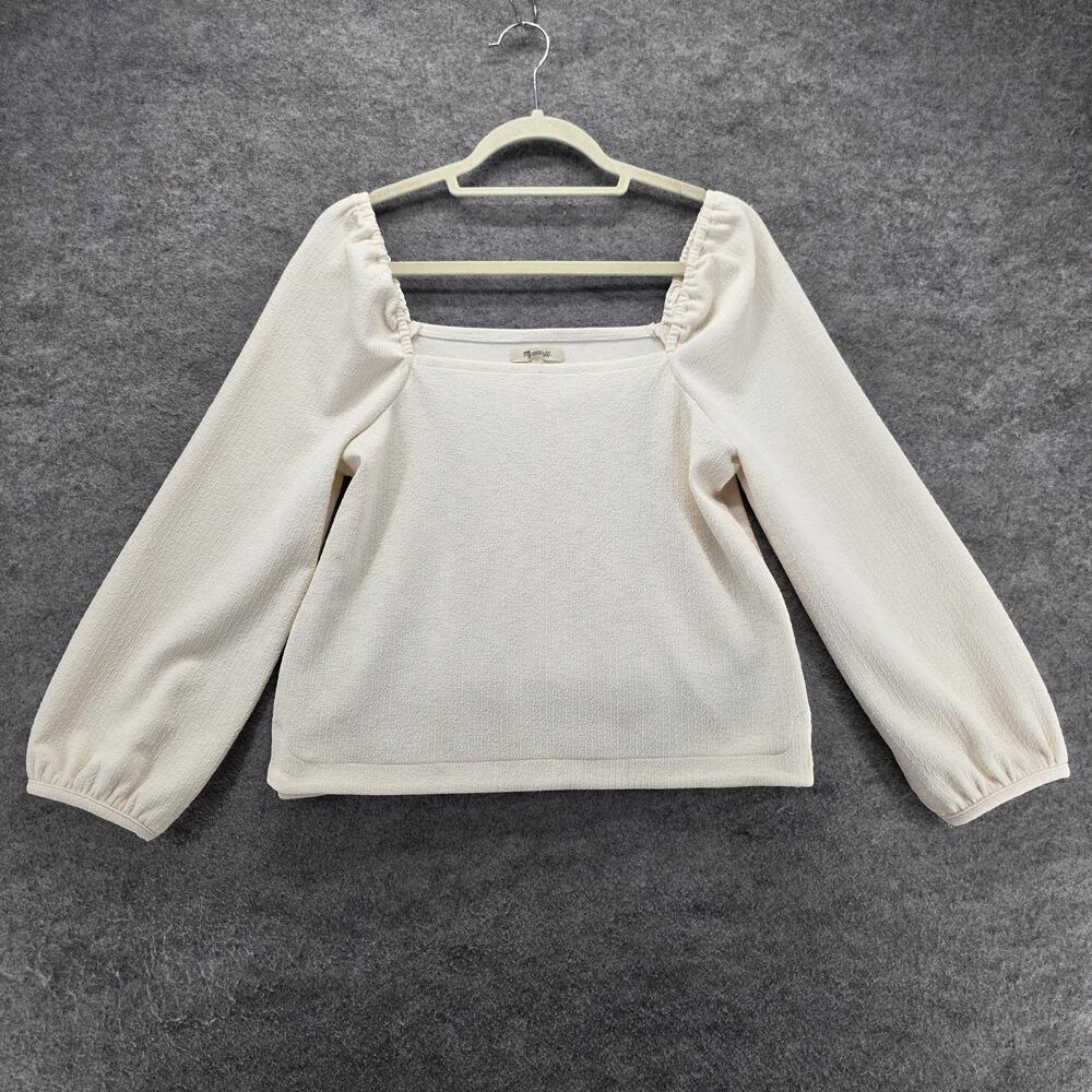 Madewell Shirt Pullover Womens S White Square Neck Balloon Sleeve Lightweight